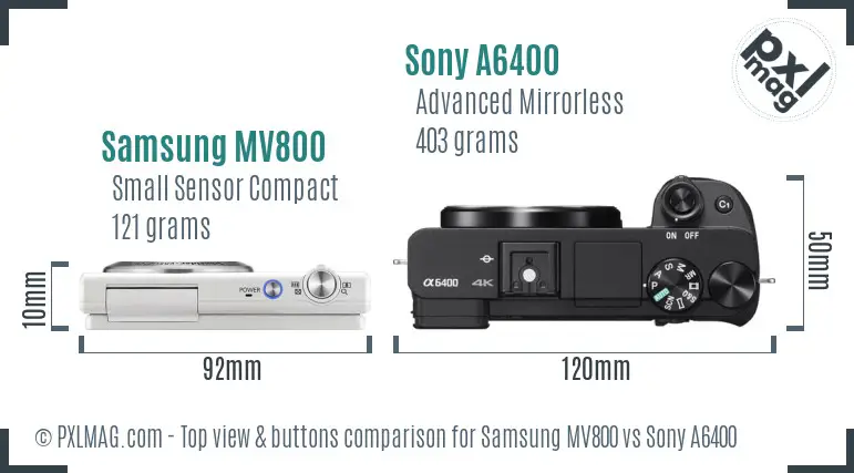 Samsung MV800 vs Sony A6400 top view buttons comparison