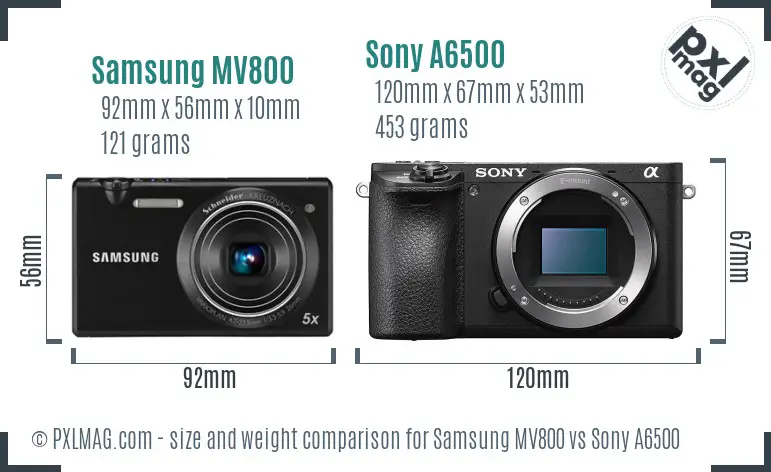Samsung MV800 vs Sony A6500 size comparison