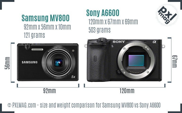 Samsung MV800 vs Sony A6600 size comparison