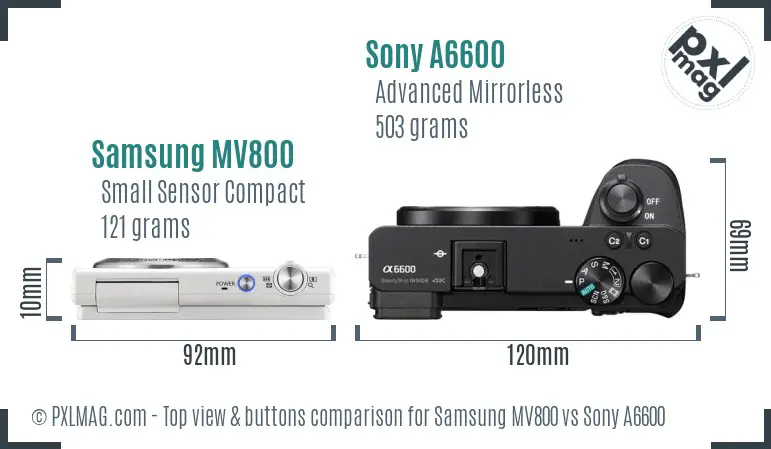 Samsung MV800 vs Sony A6600 top view buttons comparison