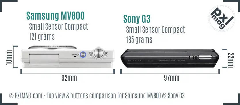 Samsung MV800 vs Sony G3 top view buttons comparison