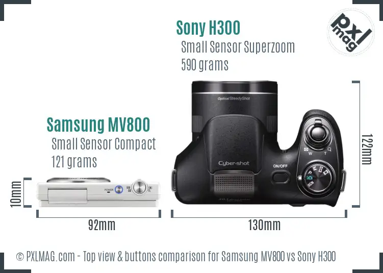 Samsung MV800 vs Sony H300 top view buttons comparison