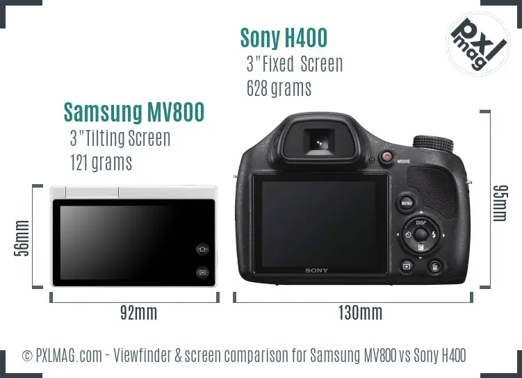 Samsung MV800 vs Sony H400 Screen and Viewfinder comparison