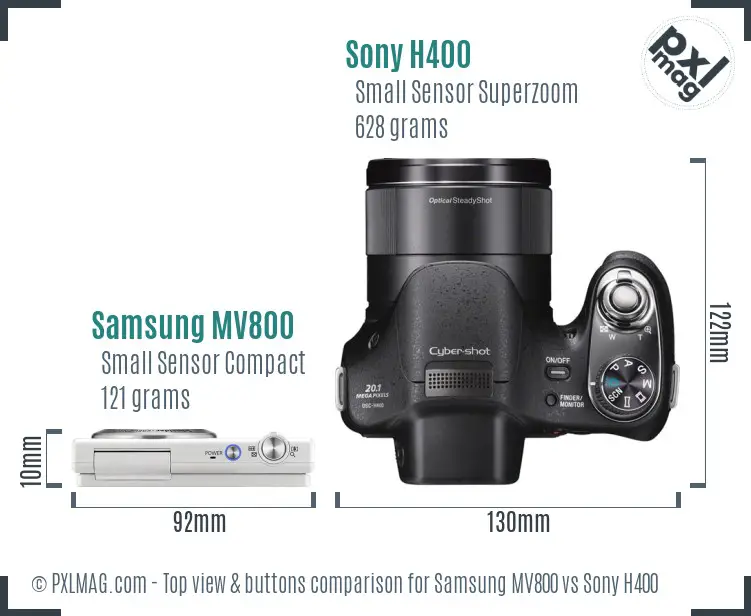 Samsung MV800 vs Sony H400 top view buttons comparison