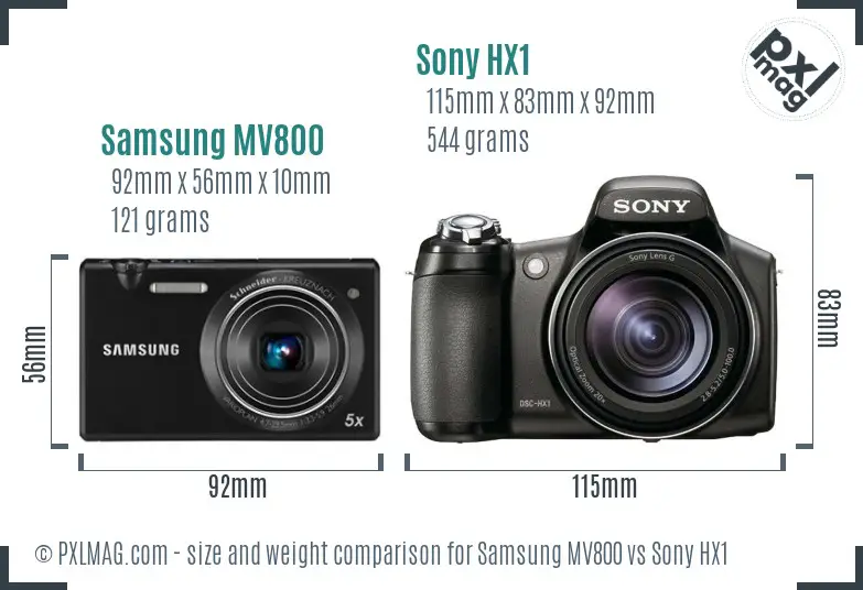 Samsung MV800 vs Sony HX1 size comparison