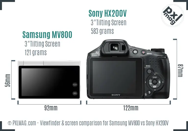Samsung MV800 vs Sony HX200V Screen and Viewfinder comparison Samsung MV800 vs Sony HX200V Screen and Viewfinder comparison