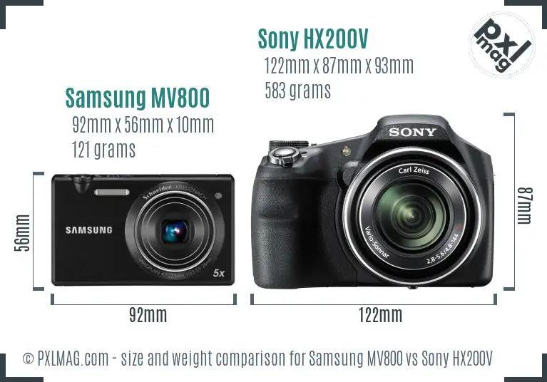Samsung MV800 vs Sony HX200V size comparison Samsung MV800 vs Sony HX200V size comparison