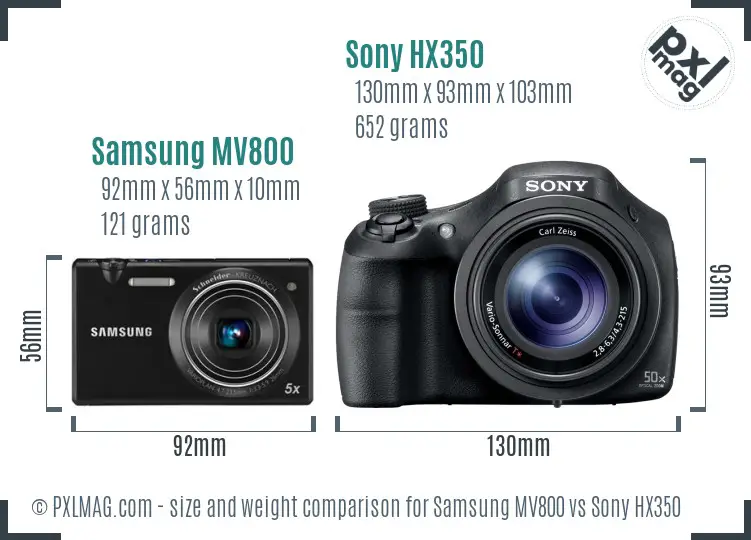 Samsung MV800 vs Sony HX350 size comparison