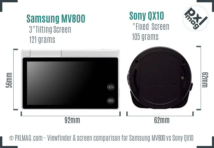 Samsung MV800 vs Sony QX10 Screen and Viewfinder comparison Samsung MV800 vs Sony QX10 Screen and Viewfinder comparison