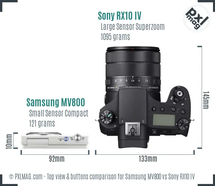 Samsung MV800 vs Sony RX10 IV top view buttons comparison