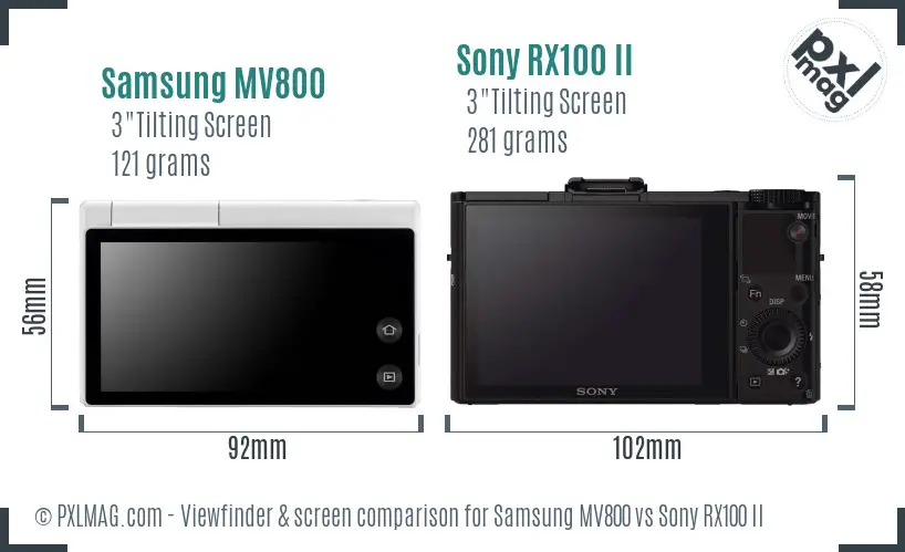 Samsung MV800 vs Sony RX100 II Screen and Viewfinder comparison