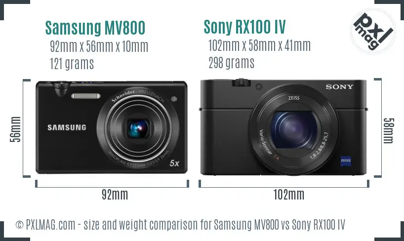 Samsung MV800 vs Sony RX100 IV size comparison