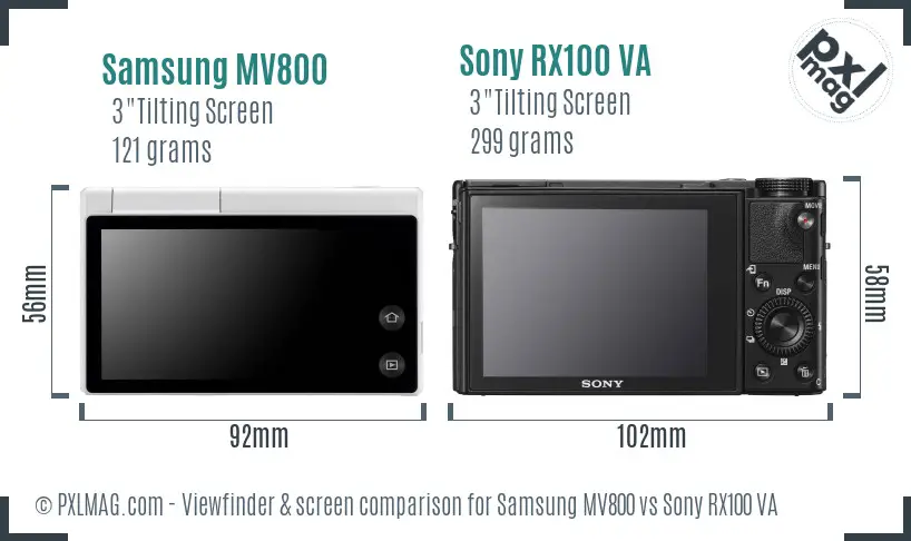 Samsung MV800 vs Sony RX100 VA Screen and Viewfinder comparison