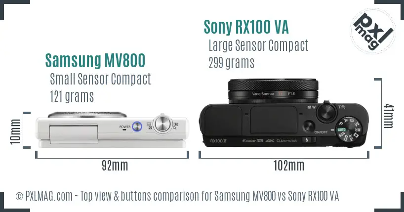 Samsung MV800 vs Sony RX100 VA top view buttons comparison