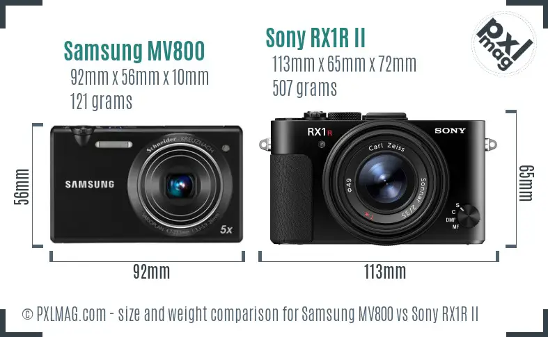 Samsung MV800 vs Sony RX1R II size comparison
