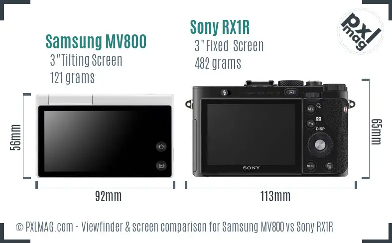 Samsung MV800 vs Sony RX1R Screen and Viewfinder comparison