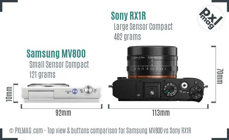 Samsung MV800 vs Sony RX1R top view buttons comparison