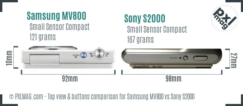 Samsung MV800 vs Sony S2000 top view buttons comparison