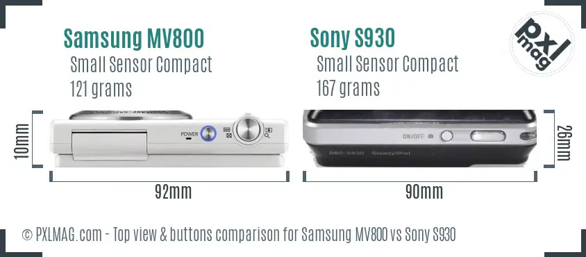 Samsung MV800 vs Sony S930 top view buttons comparison
