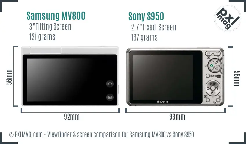 Samsung MV800 vs Sony S950 Screen and Viewfinder comparison