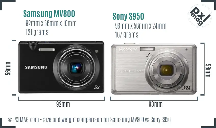 Samsung MV800 vs Sony S950 size comparison