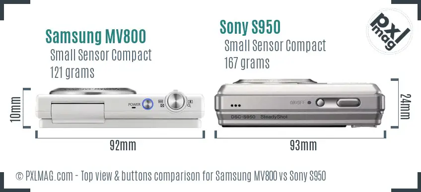 Samsung MV800 vs Sony S950 top view buttons comparison