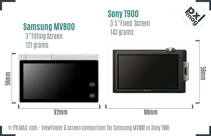 Samsung MV800 vs Sony T900 Screen and Viewfinder comparison