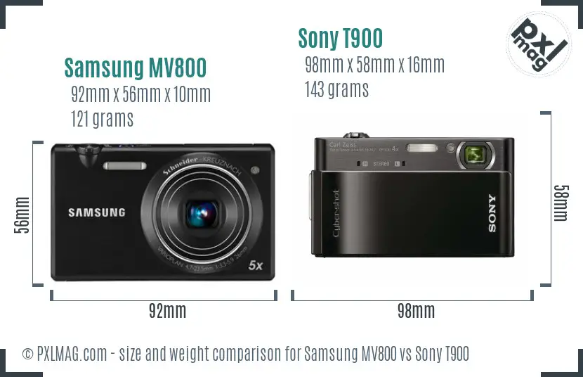 Samsung MV800 vs Sony T900 size comparison