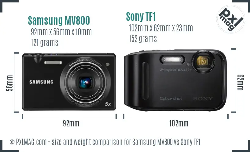Samsung MV800 vs Sony TF1 size comparison