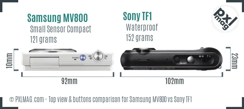 Samsung MV800 vs Sony TF1 top view buttons comparison