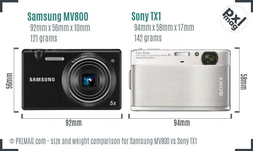 Samsung MV800 vs Sony TX1 size comparison