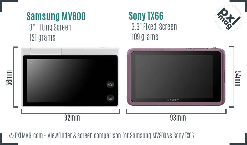 Samsung MV800 vs Sony TX66 Screen and Viewfinder comparison
