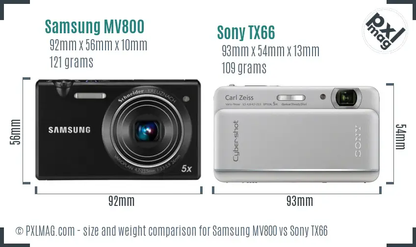 Samsung MV800 vs Sony TX66 size comparison