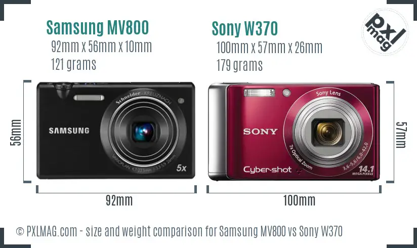 Samsung MV800 vs Sony W370 size comparison