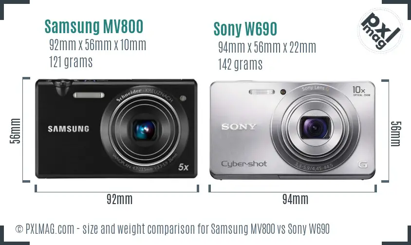 Samsung MV800 vs Sony W690 size comparison