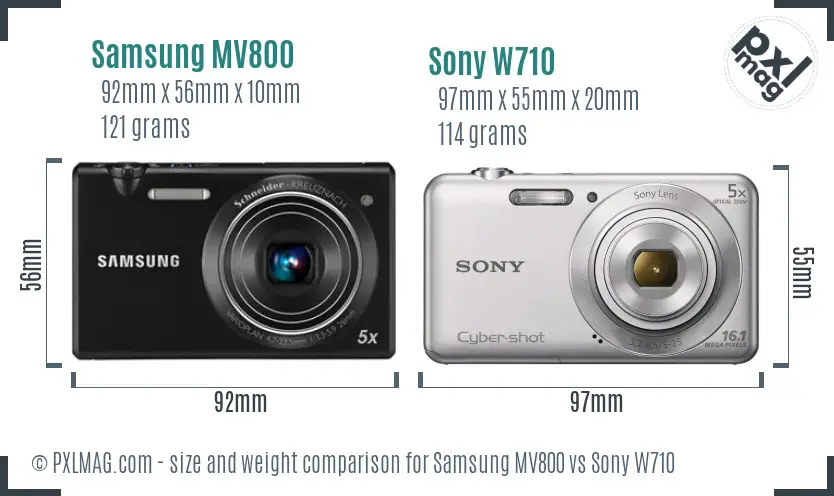 Samsung MV800 vs Sony W710 size comparison