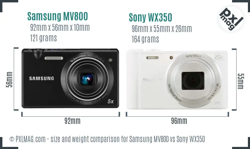 Samsung MV800 vs Sony WX350 size comparison