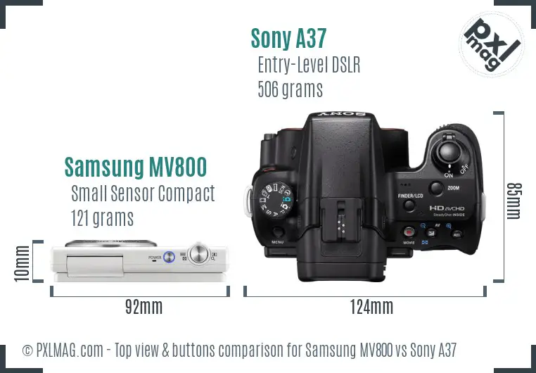 Samsung MV800 vs Sony A37 top view buttons comparison