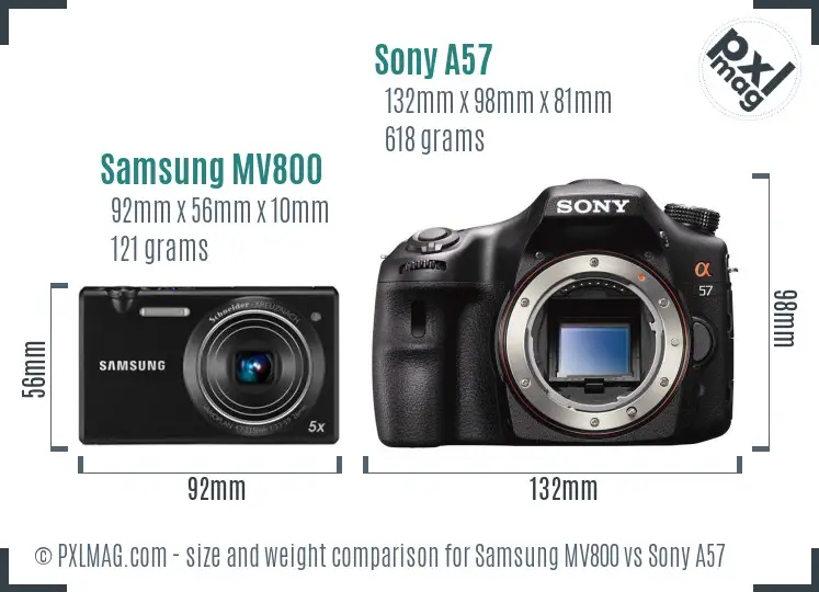 Samsung MV800 vs Sony A57 size comparison