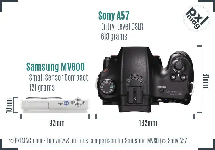 Samsung MV800 vs Sony A57 top view buttons comparison