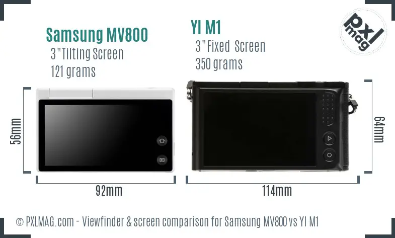 Samsung MV800 vs YI M1 Screen and Viewfinder comparison