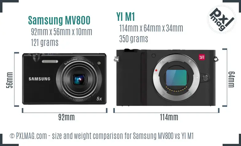 Samsung MV800 vs YI M1 size comparison
