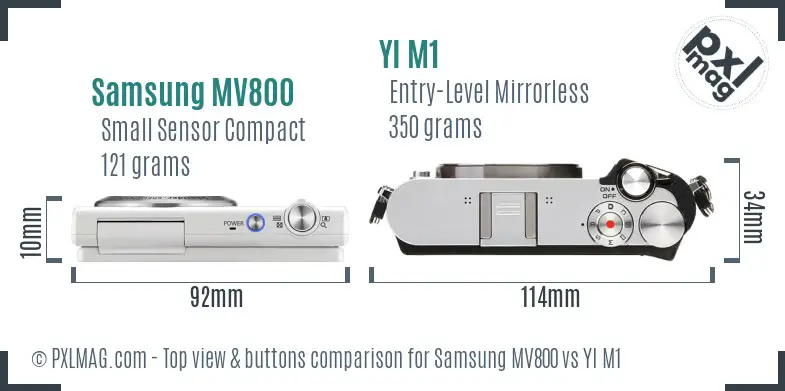Samsung MV800 vs YI M1 top view buttons comparison