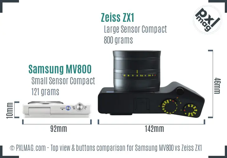 Samsung MV800 vs Zeiss ZX1 top view buttons comparison