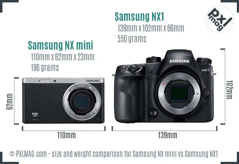 Samsung NX mini vs Samsung NX1 size comparison
