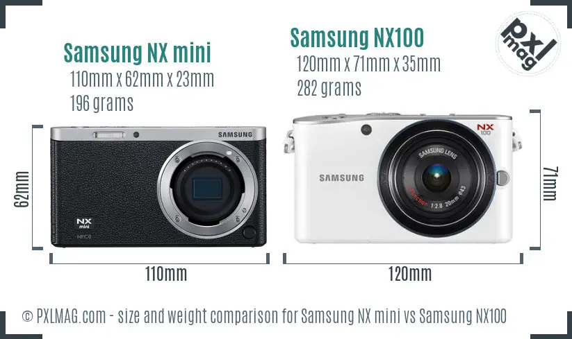 Samsung NX mini vs Samsung NX100 size comparison