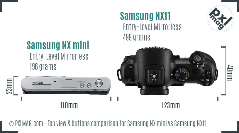 Samsung NX mini vs Samsung NX11 top view buttons comparison