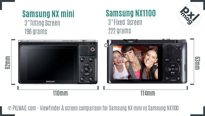 Samsung NX mini vs Samsung NX1100 Screen and Viewfinder comparison