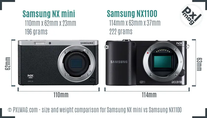 Samsung NX mini vs Samsung NX1100 size comparison