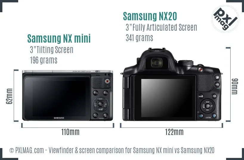Samsung NX mini vs Samsung NX20 Screen and Viewfinder comparison
